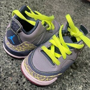 Jordan Kids Sneakers in Gray and Neon Yellow